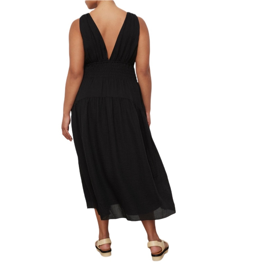 Vince Black Smocked Tiered Midi Dress plus 1X - Picture 2 of 13